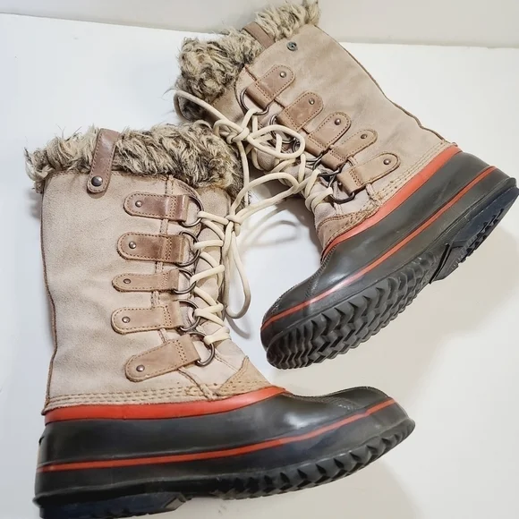Sorel Joan of Arctic Waterproof Faux Fur Brown Lace Up Tall Boots size 8 - Picture 3 of 16